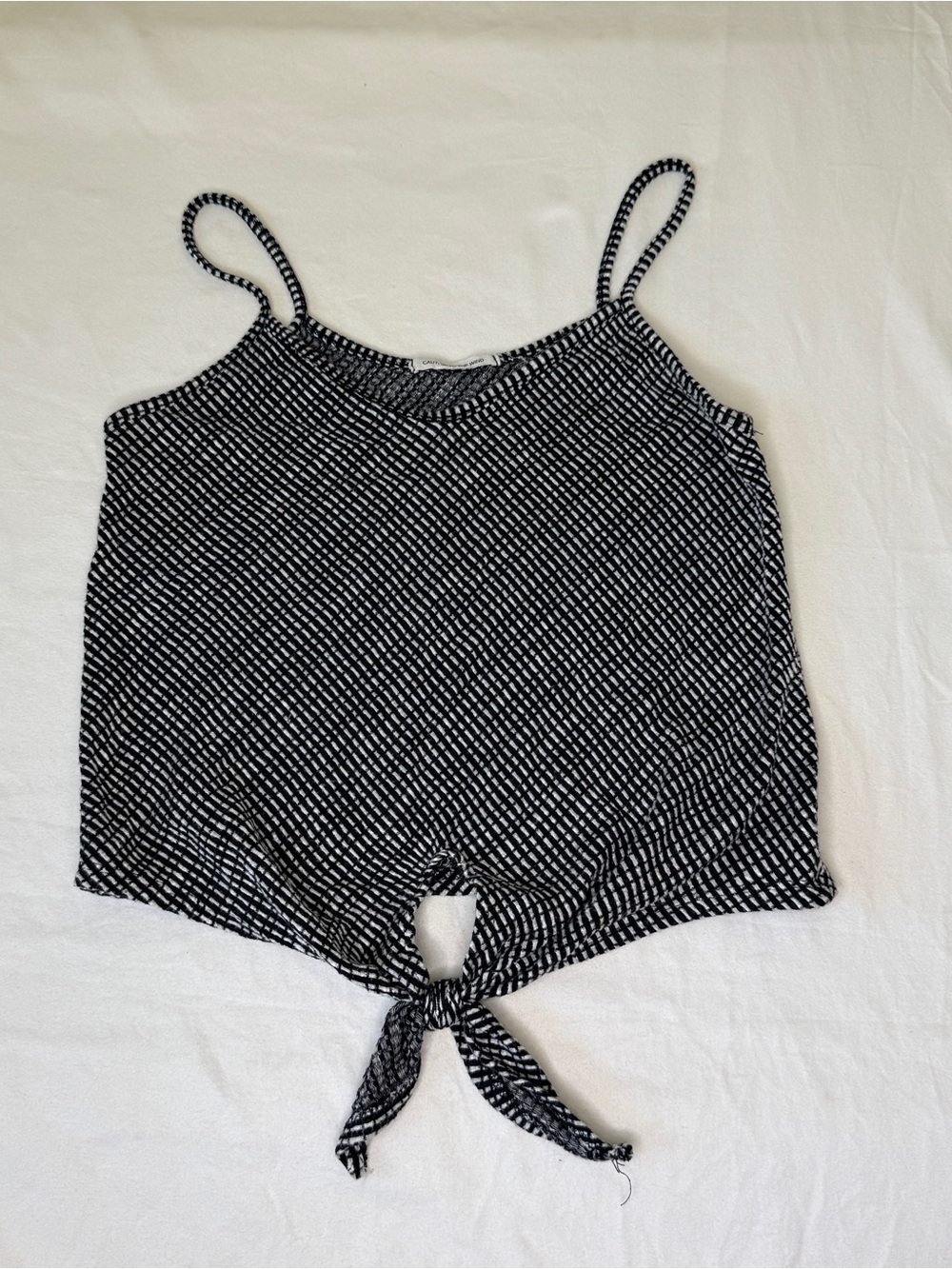 Caution To The Wind Black and White Grid Print Tank